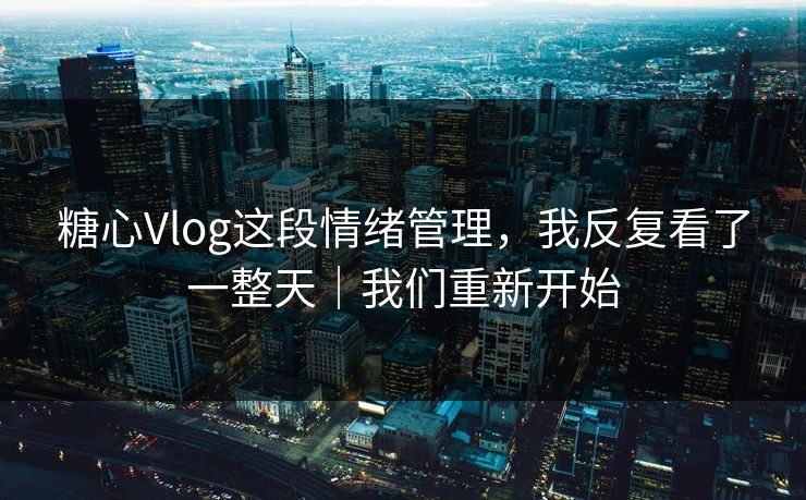 糖心Vlog这段情绪管理，我反复看了一整天｜我们重新开始