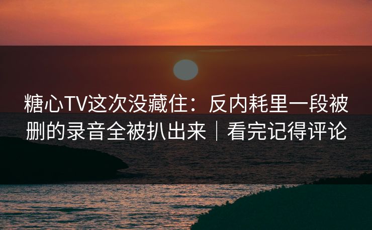 糖心TV这次没藏住：反内耗里一段被删的录音全被扒出来｜看完记得评论